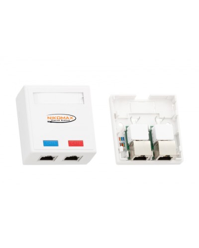 Розетка RJ45 2 порта, кат.5e белая NIKOMAX (NMC-WO2SD2-FT-ST-WT) в Сергиевом Посаде Розетки компьютерные и телефонные Pintop.ru
