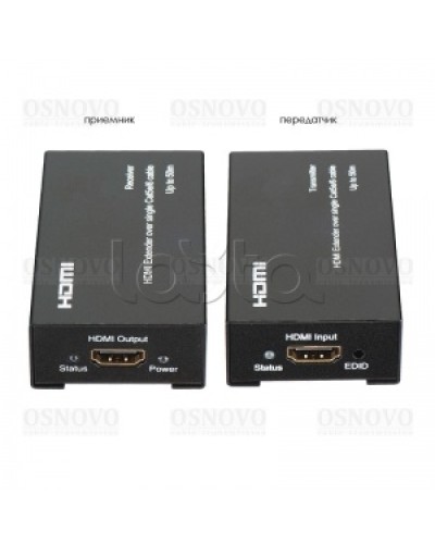 Комплект для передачи HDMI по одному кабелю витой пары CAT5e/6 до 50м OSNOVO TA-Hi/1+RA-Hi/1 в Сергиевом Посаде Видеоусилители, Модуляторы, Делители Pintop.ru