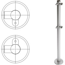 Стойка ограждения L-образная с 2-мя полупетлями cправа (антик серебро) Oxgard