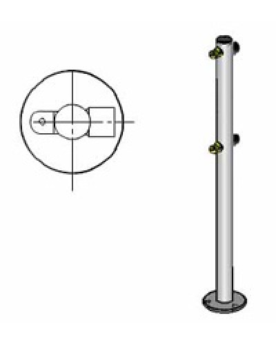 Стойка ограждения с 2-мя полупетлями под поворотную створку или секциюi-образная, 2 муфты Oxgard Стойка ограждения с 2-мя полупетлями i-образная (ВЗР 1996.01-01) в Сергиевом Посаде Ограждения Pintop.ru