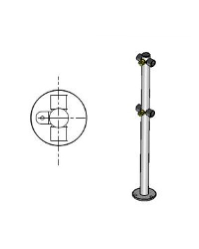 Стойка ограждения с 2-мя полупетлями под поворотную створку или секцию Т-образная по 2 муфты слева и справа Oxgard Стойка ограждения с 2-мя полупетлями Т-образная (ВЗР 1996.09.21) в Сергиевом Посаде Ограждения Pintop.ru