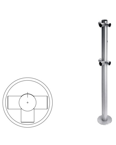 Стойка ограждения Т-образная с отверстием под фиксатор (антик серебро) Oxgard в Сергиевом Посаде Ограждения Pintop.ru