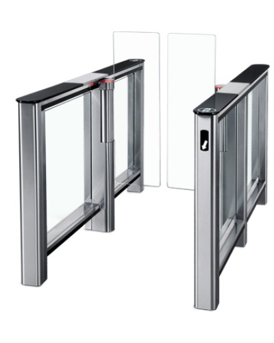 Турникет PERCo-ST-01 с крышками из закал. стекла с центральной вставкой из нерж. стали со створками PERCo-AТG-300H в Сергиевом Посаде Турникеты Pintop.ru