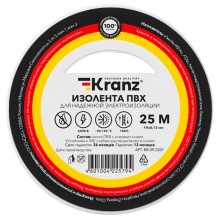 Изолента ПВХ KRANZ 0.13х19 мм, 25 м, белая (5 шт/уп) KRANZ KR-09-2201