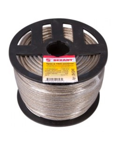 Трос стальной в ПВХ изоляции d4 мм (100 м) REXANT 09-5240 в Сергиевом Посаде Крепежные изделия Pintop.ru