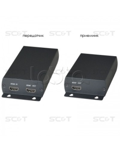 Комплект (передатчик + приёмник) для передачи HDMI по одному кабелю витой пары SC&T HE03 в Сергиевом Посаде Видеоусилители, Модуляторы, Делители Pintop.ru