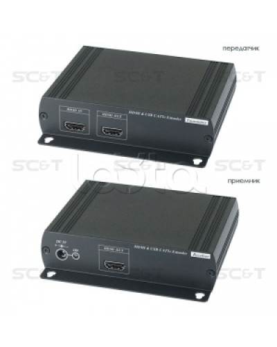 Удлинитель HDMI KVM (комплект приёмник + передатчик) по Ethernet до 120м (CAT5e) SC&T HKM01E в Сергиевом Посаде Видеоусилители, Модуляторы, Делители Pintop.ru