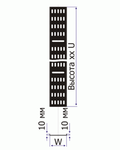 Лоток вертикальный кабельный для шкафов 18U, шириной 200 мм, черный TWT TWT-CB-CTR-18U-2 в Сергиевом Посаде Кабельные лотки Pintop.ru