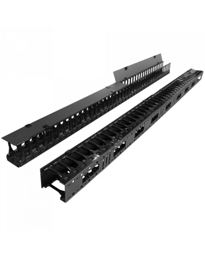 Вертикальные органайзеры с пласт пальцами, глубина 112 мм, 47U, черные TWT (TWT-CBB-DVO-47U/S) в Сергиевом Посаде Кабельные органайзеры Pintop.ru