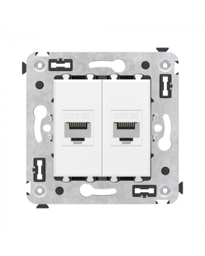 Компьютерная розетка RJ-45 без шторки в стену, кат.5е двойная, Avanti, Белое облако DKC 4400664 в Сергиевом Посаде Розетки компьютерные и телефонные Pintop.ru