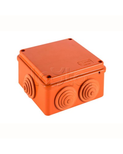 JBS100 Коробка огн. E110, о/п 100х100х55мм, без галогена, 6 вых., IP55, цвет оранж. Экопласт (43377HF) в Сергиевом Посаде Коробки (ОКЛ) Экопласт Pintop.ru