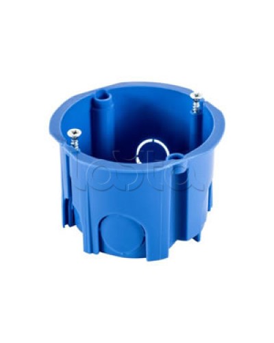 Коробка установочная для твер. стен D68x45 мм межцентр 71мм, IP20, без саморезов, цвет синий Экопласт (44662-1) в Сергиевом Посаде Распределительные коробки Pintop.ru