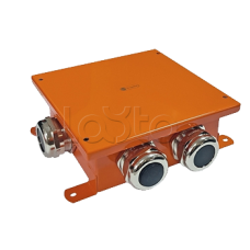 SMB120 Коробка металлическая, огн. E-110,о/п 120х120х60, 4 метал. гермоввода, IP66, 9P, (1,5-6 мм2), цвет оранж. Экопласт (56254)