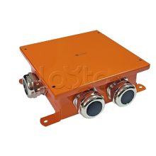 SMB120 Коробка металлическая, огн. E-110,о/п 120х120х60, 1 метал. гермоввод 14-22мм. + 3 метал. заглушки, IP66, 10P, (1,5-6 мм2), цвет оранж. Экопласт (56264E)