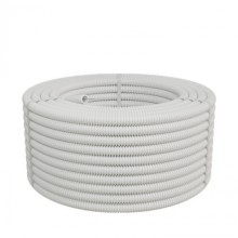 Труба ПП HF-FR гофрир. тяжелая, с зондом, без галогена, ПЛЛ 25мм Экопласт (61125HFR-W) - Труба ПП HF-FR гофрир. тяжелая, с зондом, без галогена, ПЛЛ диам.25мм ПВ-0 (50м) цвет белый 1 палл.=2100м Экопласт