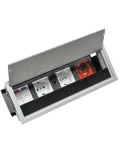 Люк настольный встраиваемый на 4 модулей (45х45мм) с крышкой, алюминий IP20 Экопласт 70044 в Сергиевом Посаде Системы лючков и колонн Pintop.ru