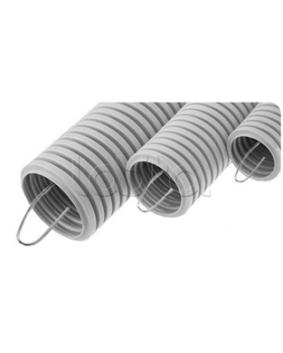 NR040 Усиленная двустен. труба ПНД гибкая, тип 750, SN49, с зондом, D40мм (50м) цвет красный Экопласт (821040) в Сергиевом Посаде Труба гофрированная Pintop.ru