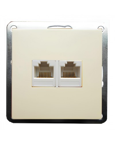Розетка телефонная двойная 2хRJ-11 с накладкой (бежевый) LK60 (865601) в Сергиевом Посаде Розетки компьютерные и телефонные Pintop.ru