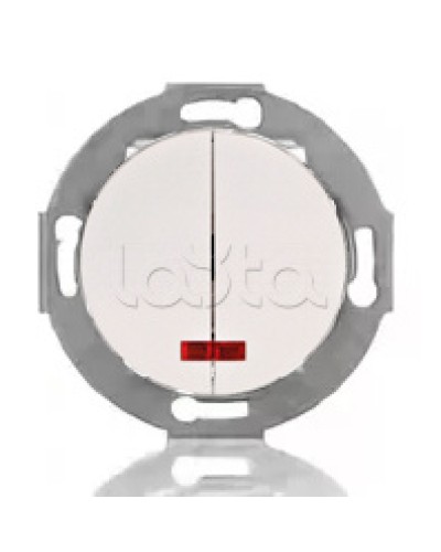 Выключатель двухклавишный Экопласт (схема 5L) с индикатором 10 A, 250 B (белый) Vintage в Сергиевом Посаде Розетки компьютерные и телефонные Pintop.ru