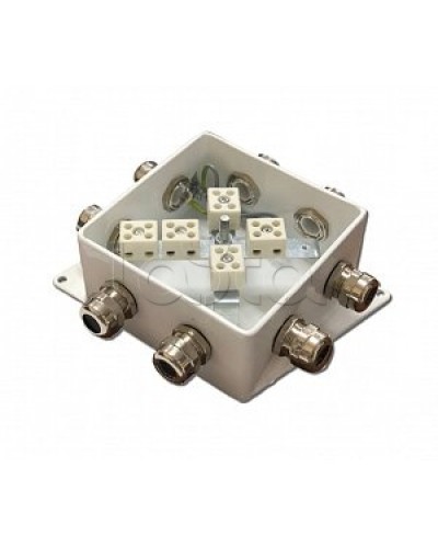 Коробка монтажная огнестойкая Гефест КМ-О (10к)-IP66-120х120, шесть вводов в Сергиевом Посаде Распределительные коробки Pintop.ru