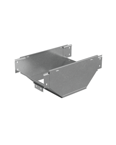 Т-ответвитель переходник 100х200-150 мм верт. c разворотом трассы на 90 гр. ПЛЮС (нижняя часть меньше исходной) INOX304 КМ-Профиль (TDPSplus90-100-200-150 INOX304) в Сергиевом Посаде Аксессуары для лотков Pintop.ru