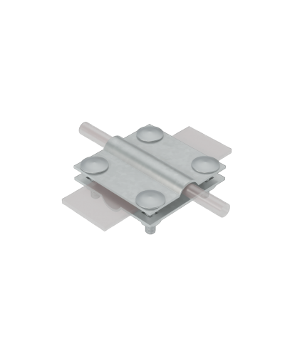 Соединитель крестообразный для прутка Ø 5-12 мм и полосы до 40 мм с 2 пластинами CU КМ-Профиль (2XS-D5-12-B40 CU) в Сергиевом Посаде Аксессуары для лотков Pintop.ru