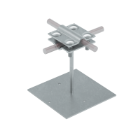 Приклеиваемый держатель с крестообразным соединителем для прутка Ø 5-12 мм и полосы до 20 мм H90 мм КМ-профиль (PDX-H90-D5-12-B20)