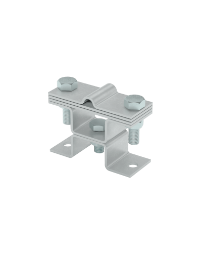 Универсальный держатель на мостовой опоре двойной для прутка Ø 5-8 мм и полосы до 40 мм с 3 пластинами TD КМ-профиль (XUDMO3-D5-8-B40 TD) в Сергиевом Посаде Аксессуары для лотков Pintop.ru