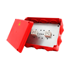 Коробка распределительная огнестойкая КРОПС-П5, IP54, габаритные размеры 190х140х70 мм, для кабелей сечением до 4 мм2, 16 клемм КМ-Профиль (FRJB-KM-P5-4-16-КРОПС-IP54)