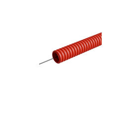 Труба гофрированная ПНД лёгкая d25 мм с зондом трудногорючая безгалогенная (HFFRLS), (уп. 50 м) КМ-профиль (KM-FRTG-25)