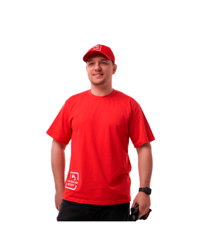 Футболка с логотипом СИСТЕМА КМ размер M красная КМ-профиль (T-shirt-KM-M-red) в Сергиевом Посаде Монтажные материалы Pintop.ru