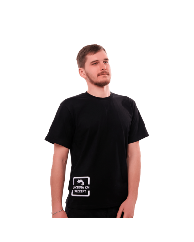 Футболка с логотипом СИСТЕМА КМ размер L черная КМ-профиль (T-shirt-KM-L-black) в Сергиевом Посаде Монтажные материалы Pintop.ru