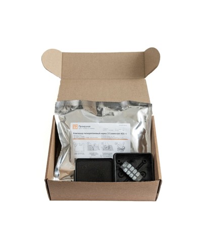 Коробка распред. двухкомп. (HF) 80х80х40 черная Промрукав (PR80.0175) в Сергиевом Посаде Распределительные коробки Pintop.ru