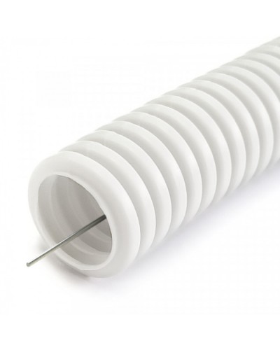 Труба гофрированная ПЛЛ тяжелая 750 Н безгалогенная (HF) негорючая (НГ) белая с/з д25 (50м/2600м уп/пал) Промрукав PR02.0241 в Сергиевом Посаде Труба гофрированная Pintop.ru