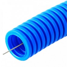 Труба гофрированная ПП лёгкая 350 Н не распространяющая горение синяя д25 (10м/уп) Промрукав (PR02.0254)