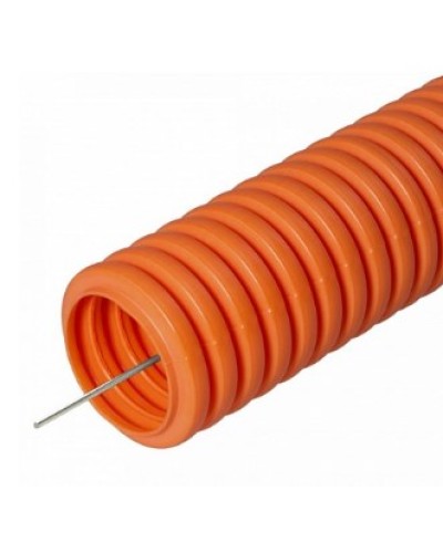 Труба гофрированная ПНД лёгкая 350 Н безгалогенная (HF) оранжевая с/з д25 (50м/2600м уп/пал) Промрукав (PR.022561) в Сергиевом Посаде Труба гофрированная Pintop.ru