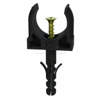 Крепеж-клипса с дюбелем и саморезом черная д16 в малой упаковке (10шт/900шт уп/кор) Промрукав (PR13.0311)