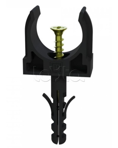 Крепеж-клипса с дюбелем и саморезом черная д25 в малой упаковке (10шт/450шт уп/кор) Промрукав (PR13.0313) в Сергиевом Посаде Держатели, клипсы, скобы Pintop.ru