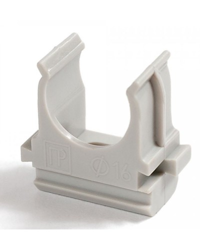 Крепёж-клипса для труб д16 безгалогенная (HF) атмосферостойкая серая (100шт/2000шт уп/кор) Промрукав (PR13.0344) в Сергиевом Посаде Держатели, клипсы, скобы Pintop.ru