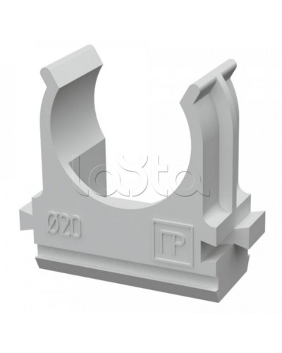 Крепёж-клипса для труб д20 безгалогенная (HF) атмосферостойкая серая (100шт/1500шт уп/кор) Промрукав (PR13.0345) в Сергиевом Посаде Держатели, клипсы, скобы Pintop.ru