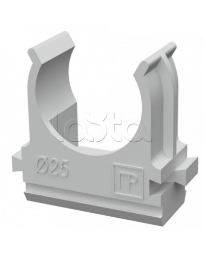 Крепёж-клипса для труб д25 безгалогенная (HF) атмосферостойкая серая (100шт/1000шт уп/кор) Промрукав (PR13.0346) в Сергиевом Посаде Держатели, клипсы, скобы Pintop.ru