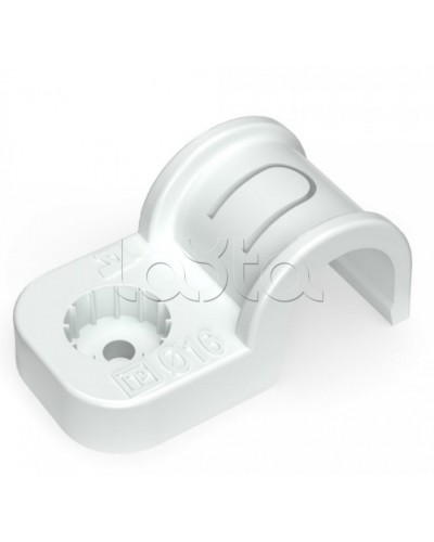 Крепеж-скоба пластиковая односторонняя для прямого монтажа серая в п/э д16 Промрукав (PR13.0368) в Сергиевом Посаде Держатели, клипсы, скобы Pintop.ru