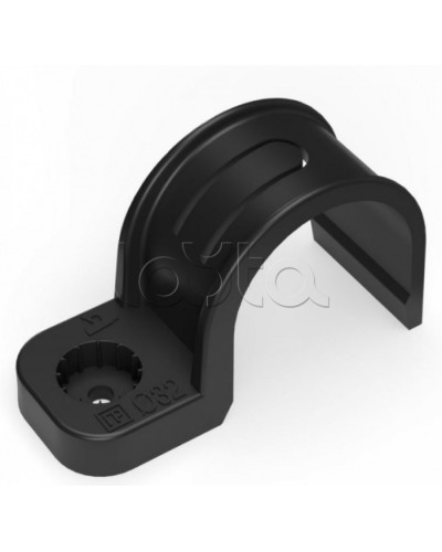 Крепеж-скоба пластиковая односторонняя для прямого монтажа черная в п/э д32 Промрукав (PR13.0375) в Сергиевом Посаде Держатели, клипсы, скобы Pintop.ru