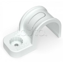 Крепеж-скоба пластиковая односторонняя для прямого монтажа белая в п/э д25 Промрукав (PR13.0378)