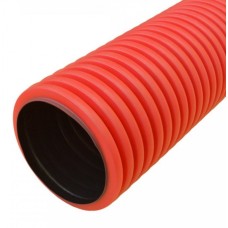 Труба гофрированная двустенная ПНД жесткая тип 750 (SN8) красная д200 6м (12м/уп) Промрукав (PR15.0188)