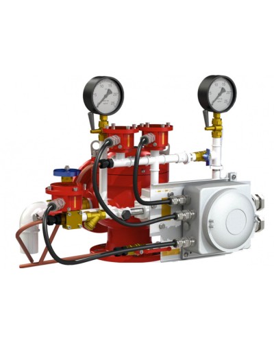 Узел управления с комбинированным приводом взрывозащищенный Спецавтоматика УУ-Д150/1,6(Р,Э24,Г0,07)-ВФ.У3.1 (вариант с отводом) в Сергиевом Посаде Устройства пуска водяного пожаротушения Pintop.ru